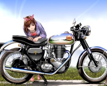 Das Anime Girl with Bike Wallpaper 220x176