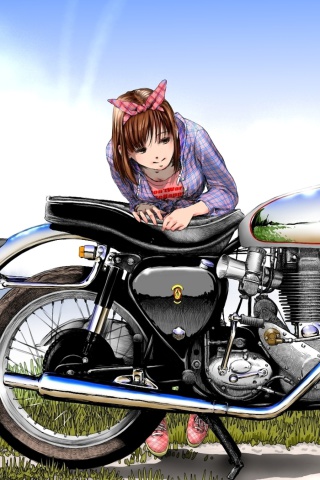 Anime Girl with Bike wallpaper 320x480