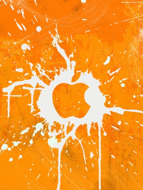 Fondo de pantalla Apple Orange Logo 480x640