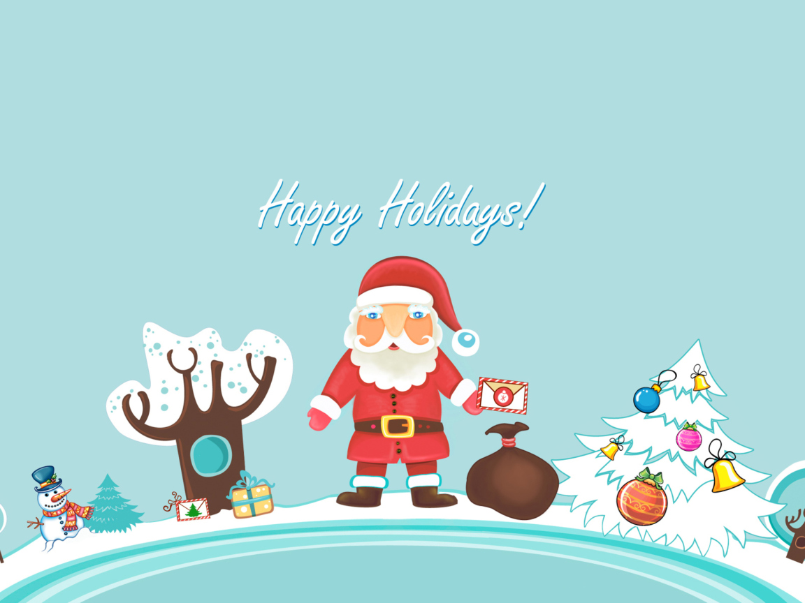 Das Santa Claus Wishes You Happy Holidays Wallpaper 1152x864