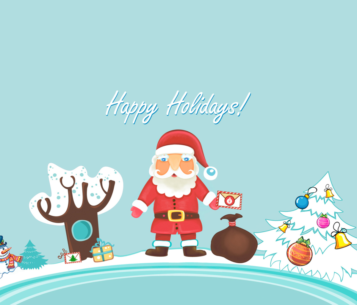 Обои Santa Claus Wishes You Happy Holidays 1200x1024