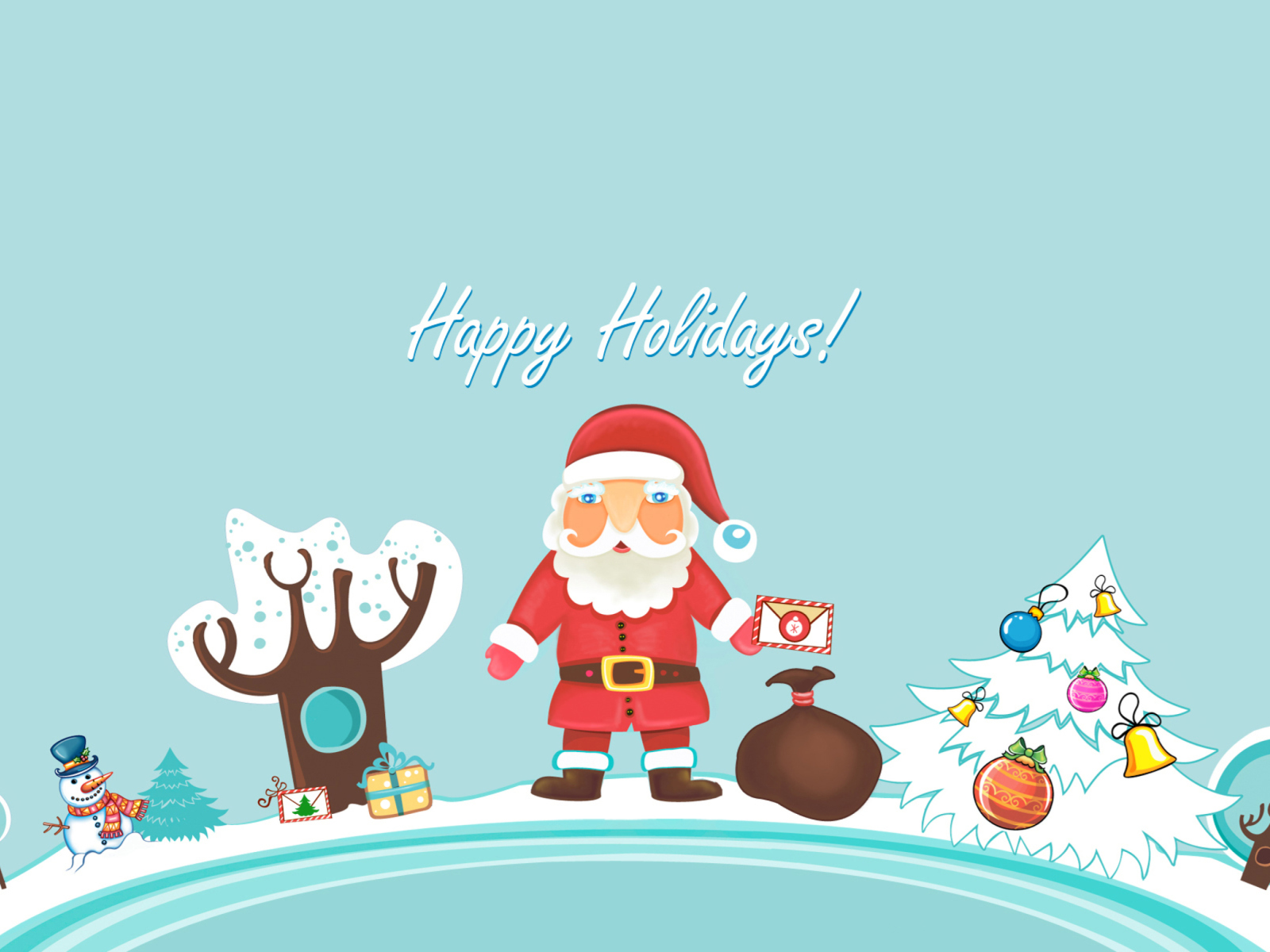 Das Santa Claus Wishes You Happy Holidays Wallpaper 1600x1200