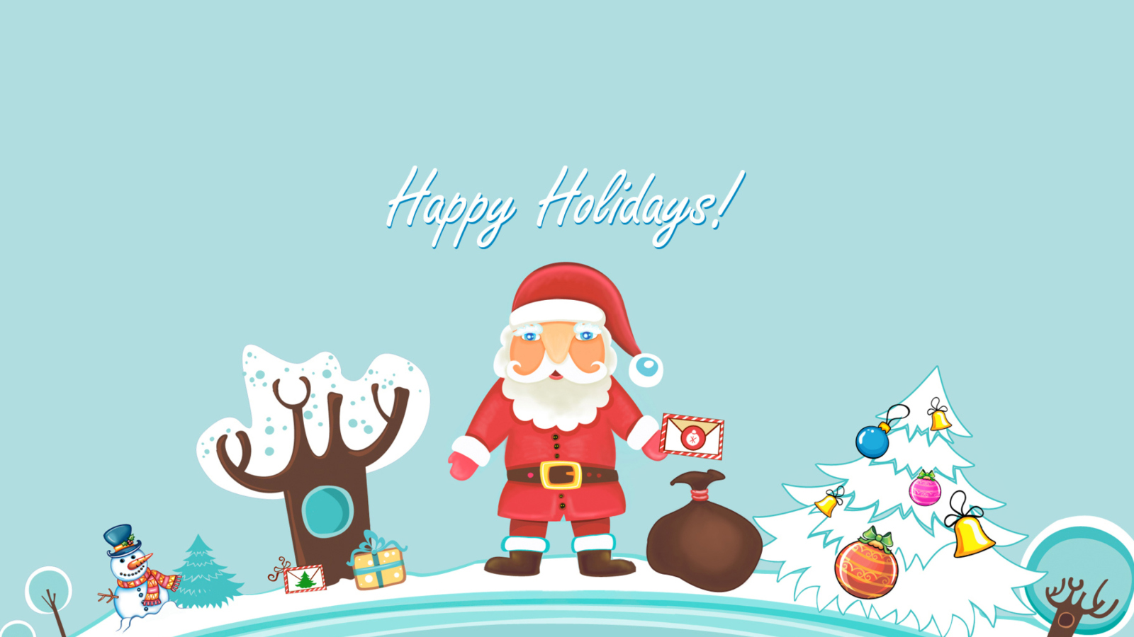 Das Santa Claus Wishes You Happy Holidays Wallpaper 1600x900