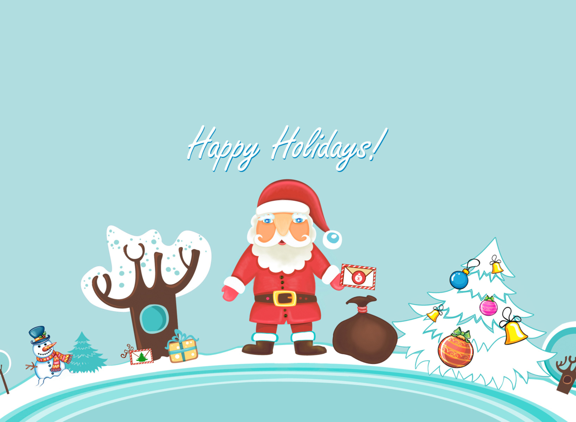 Обои Santa Claus Wishes You Happy Holidays 1920x1408