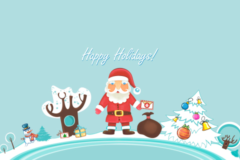 Das Santa Claus Wishes You Happy Holidays Wallpaper 480x320