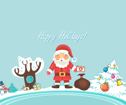 Das Santa Claus Wishes You Happy Holidays Wallpaper 480x400