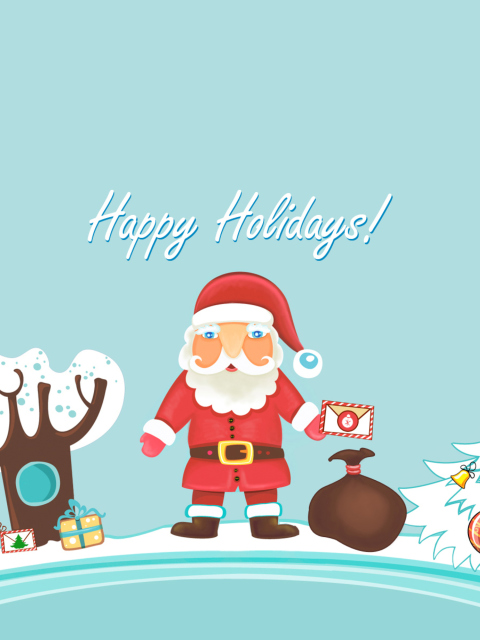 Das Santa Claus Wishes You Happy Holidays Wallpaper 480x640