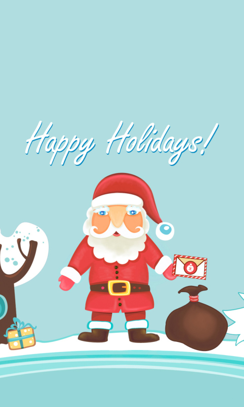 Das Santa Claus Wishes You Happy Holidays Wallpaper 480x800