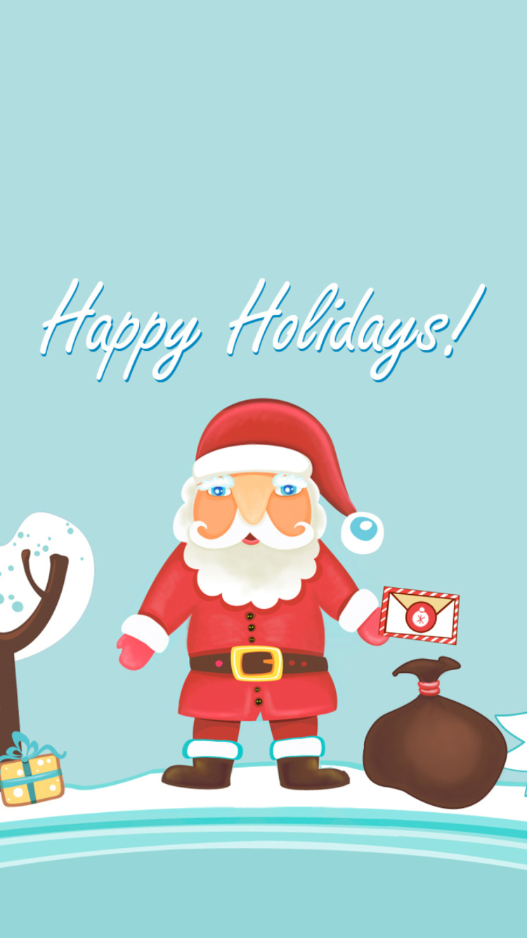 Santa Claus Wishes You Happy Holidays wallpaper 750x1334