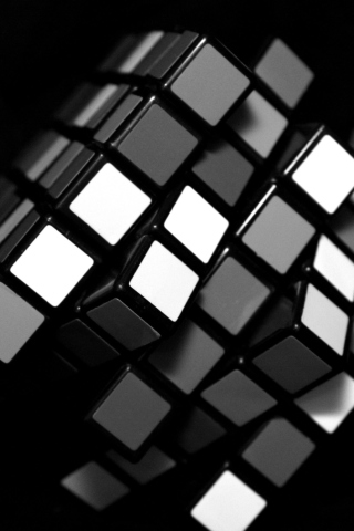 Fondo de pantalla Black Rubik Cube 320x480