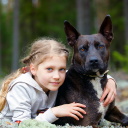 Fondo de pantalla Dog with Little Girl 128x128