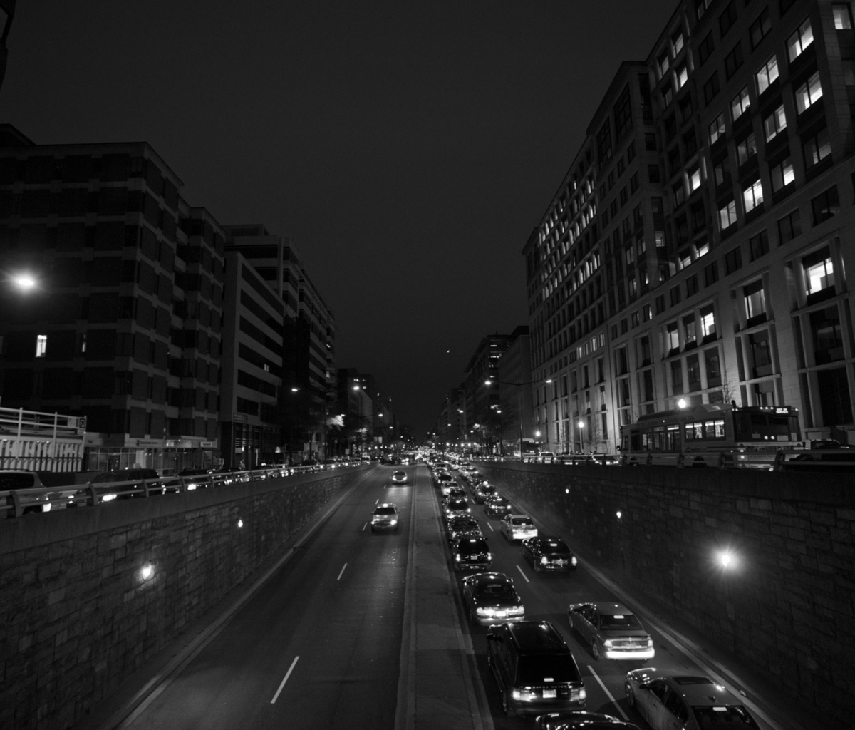 Обои Black And White Cityscapes Lights 1200x1024