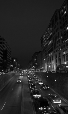 Das Black And White Cityscapes Lights Wallpaper 240x400
