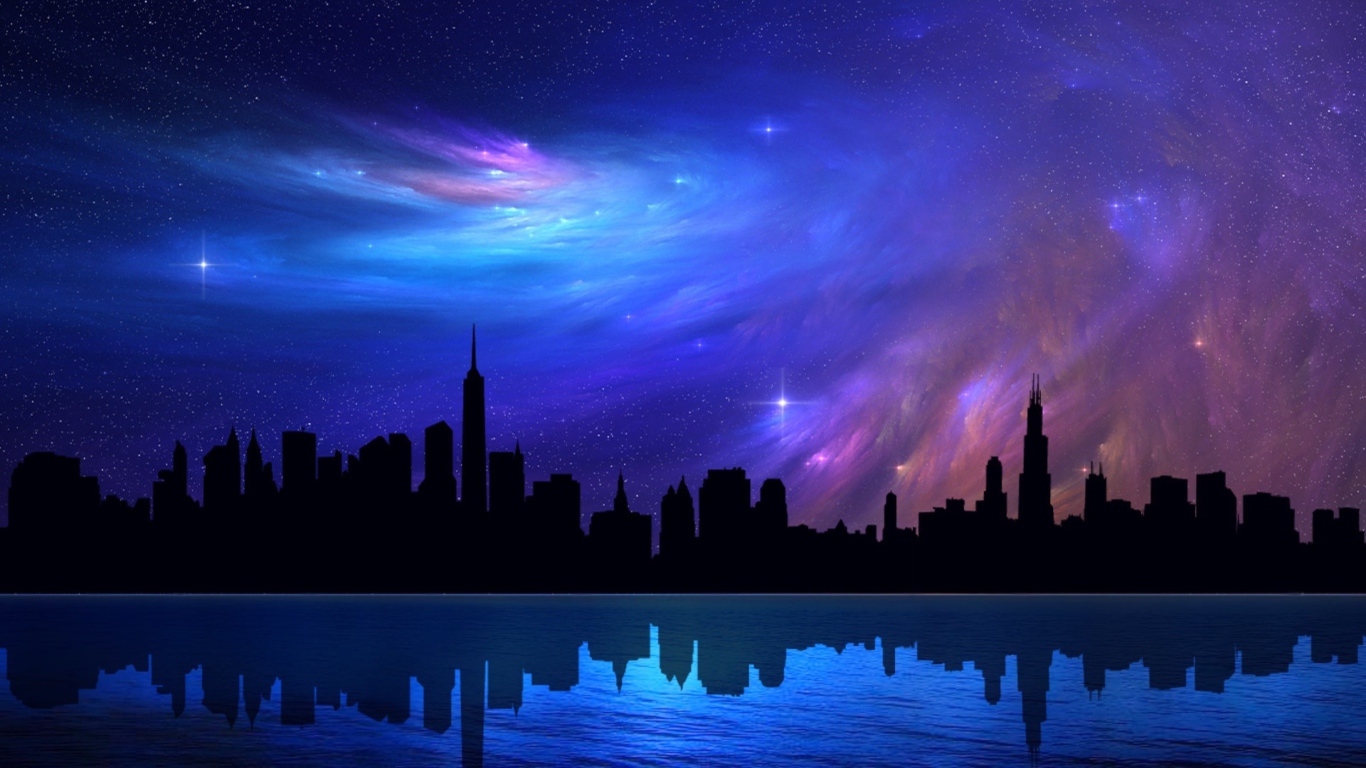 Screenshot №1 pro téma Chicago Night Cityscape 1366x768