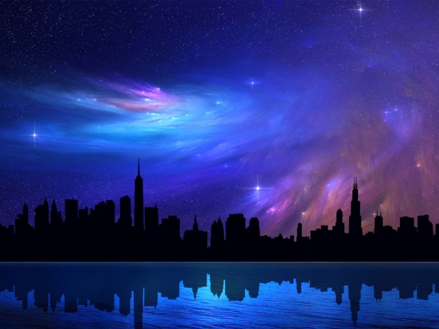 Chicago Night Cityscape wallpaper 640x480