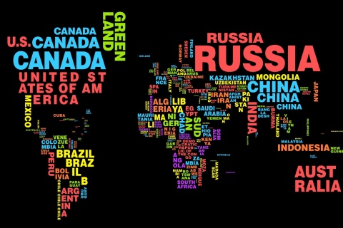 Обои World Map with Countries Names 480x320