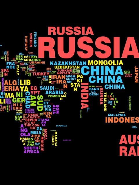 World Map with Countries Names wallpaper 480x640