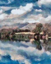 Fondo de pantalla Blue Lake Painting 176x220