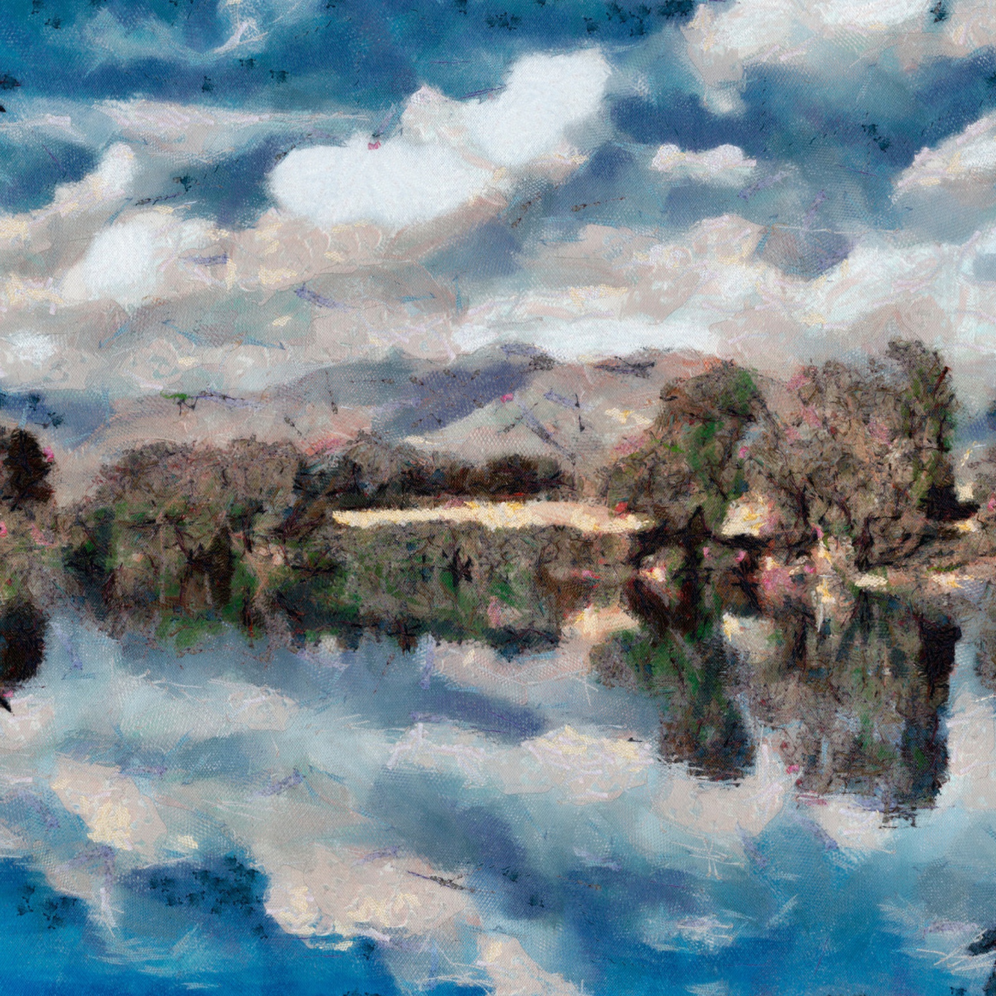Das Blue Lake Painting Wallpaper 2048x2048