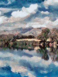 Screenshot №1 pro téma Blue Lake Painting 240x320