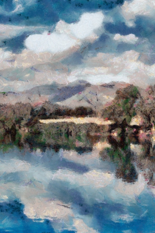 Sfondi Blue Lake Painting 320x480