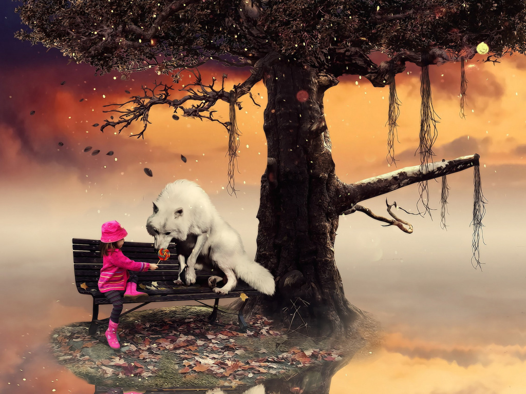 Screenshot №1 pro téma Little Red Riding Hood and Wolf 1024x768
