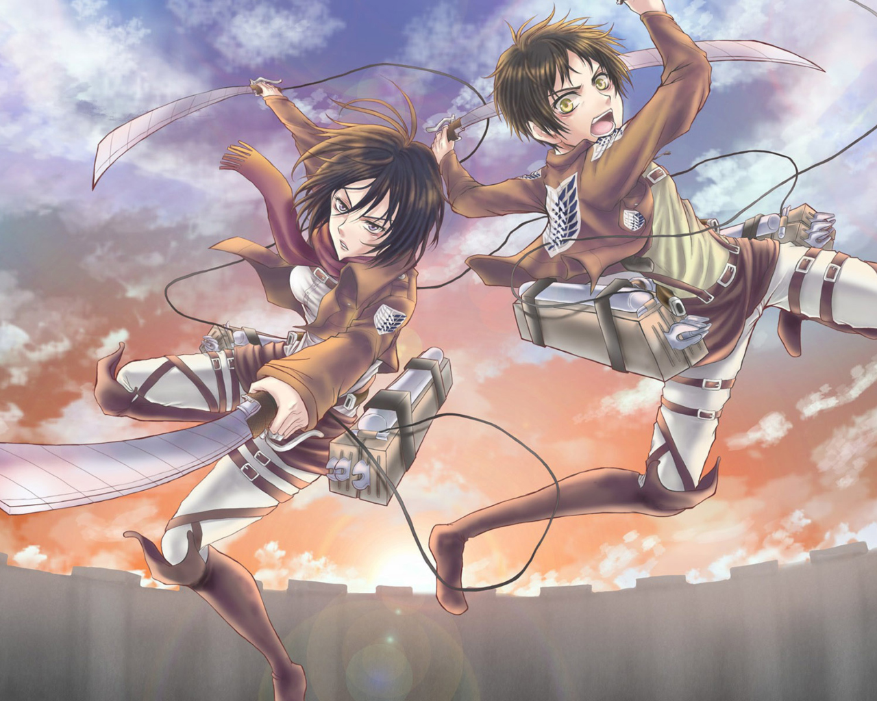 Das Eren Yeager and Mikasa Ackerman Wallpaper 1280x1024