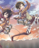 Das Eren Yeager and Mikasa Ackerman Wallpaper 128x160