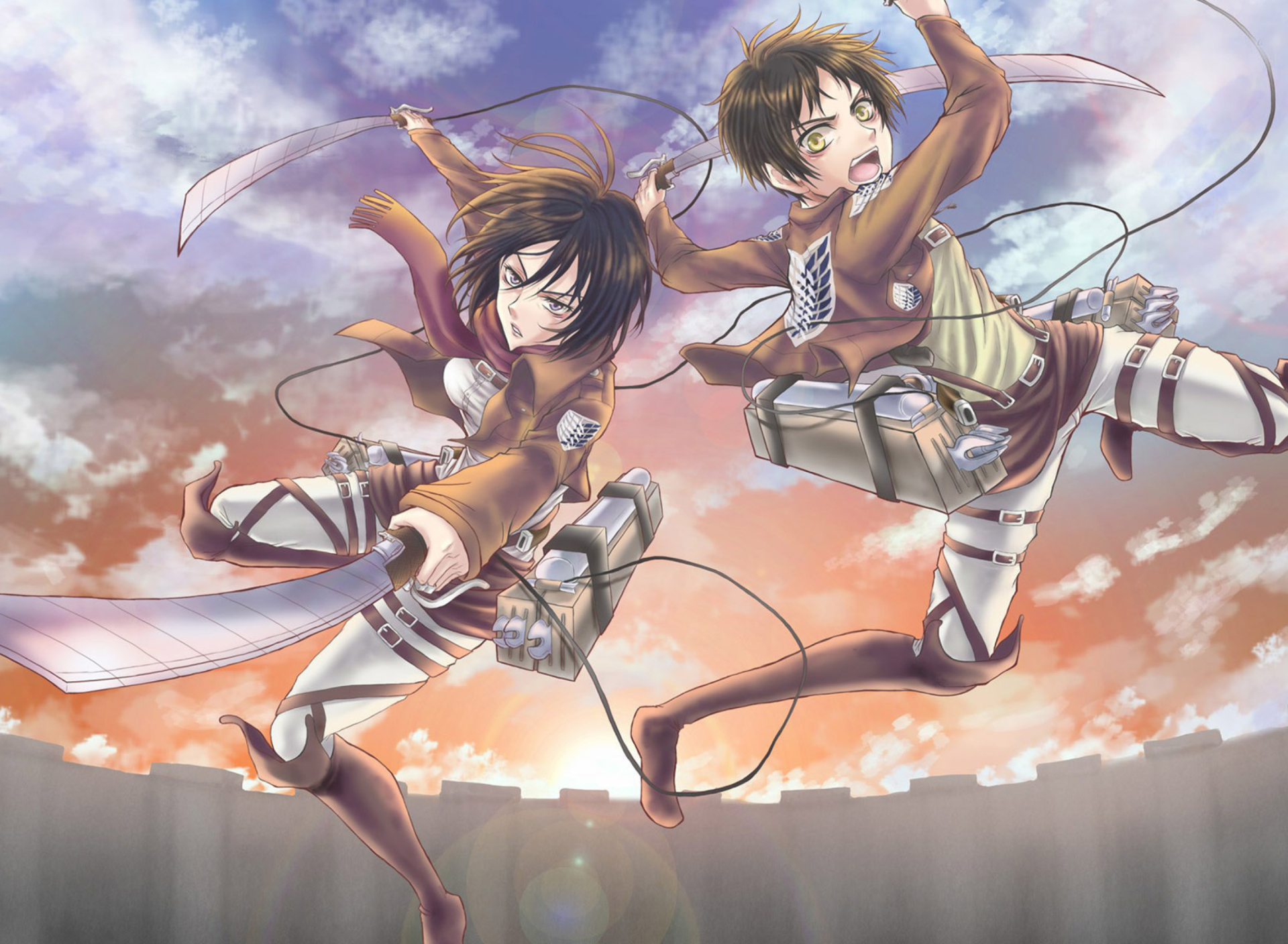 Eren Yeager and Mikasa Ackerman screenshot #1 1920x1408