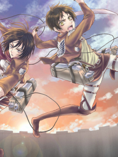 Eren Yeager and Mikasa Ackerman wallpaper 240x320