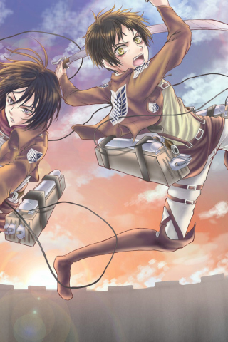 Das Eren Yeager and Mikasa Ackerman Wallpaper 320x480