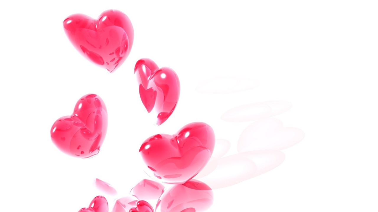 Screenshot №1 pro téma Abstract Pink Hearts On White 1280x720