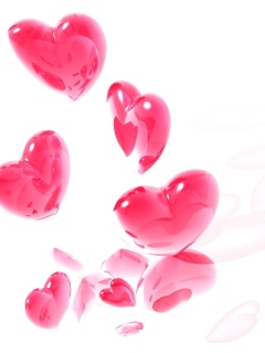 Das Abstract Pink Hearts On White Wallpaper 240x320