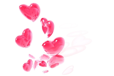 Sfondi Abstract Pink Hearts On White 480x320