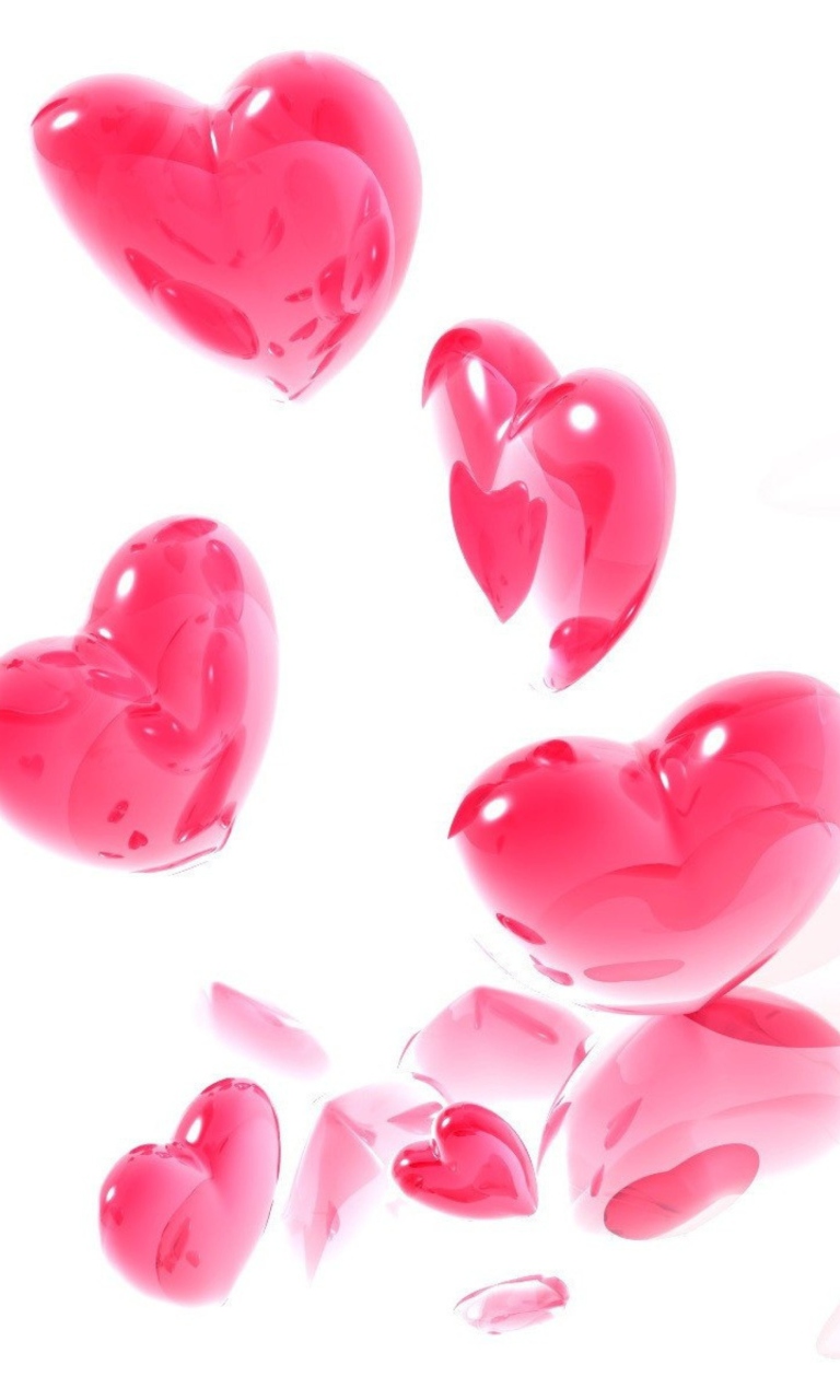 Sfondi Abstract Pink Hearts On White 768x1280