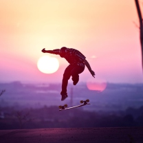 Das Sunset Skateboard Jump Wallpaper 208x208