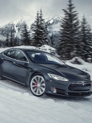 Обои Tesla Model S P85D on Snow 132x176