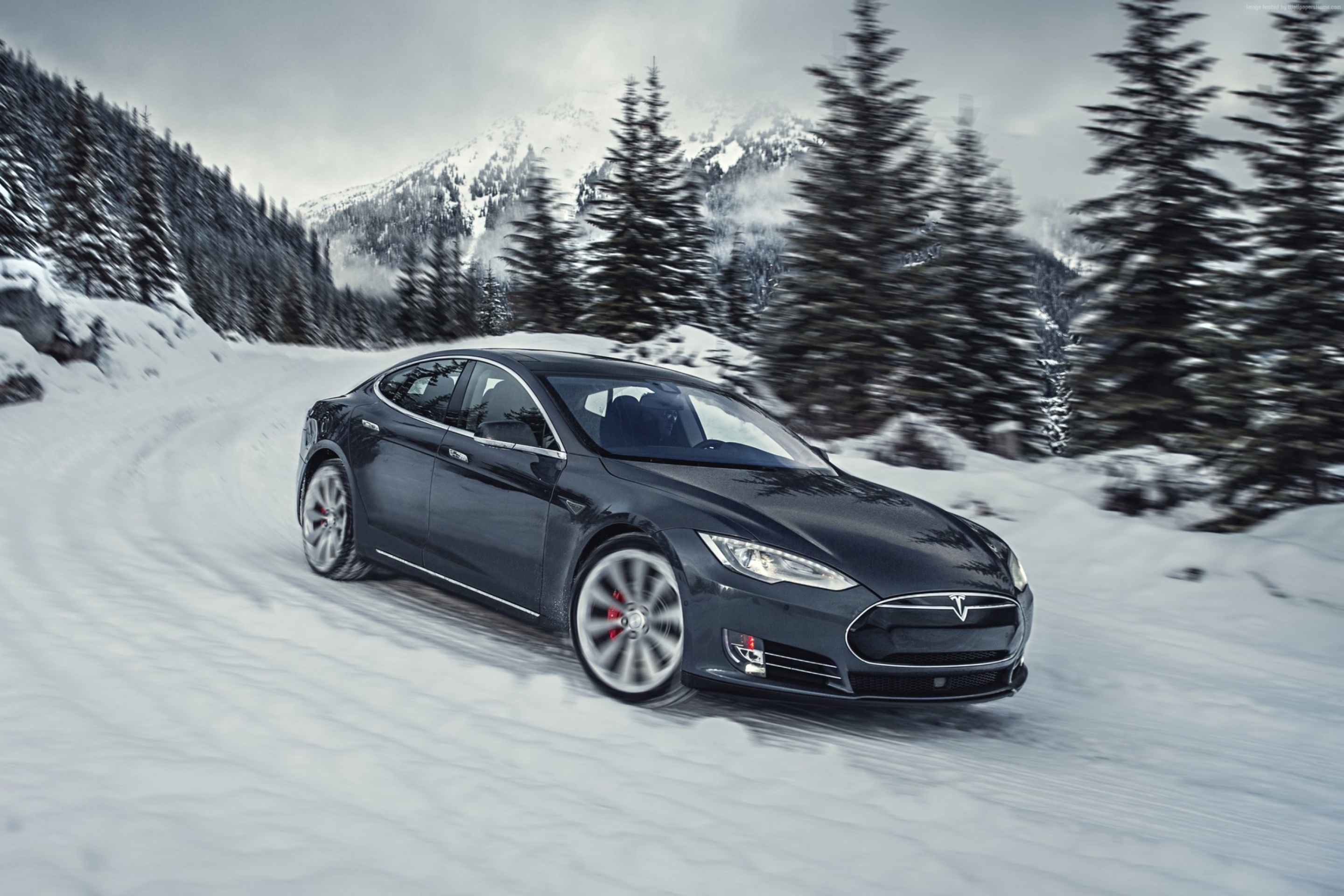 Fondo de pantalla Tesla Model S P85D on Snow 2880x1920