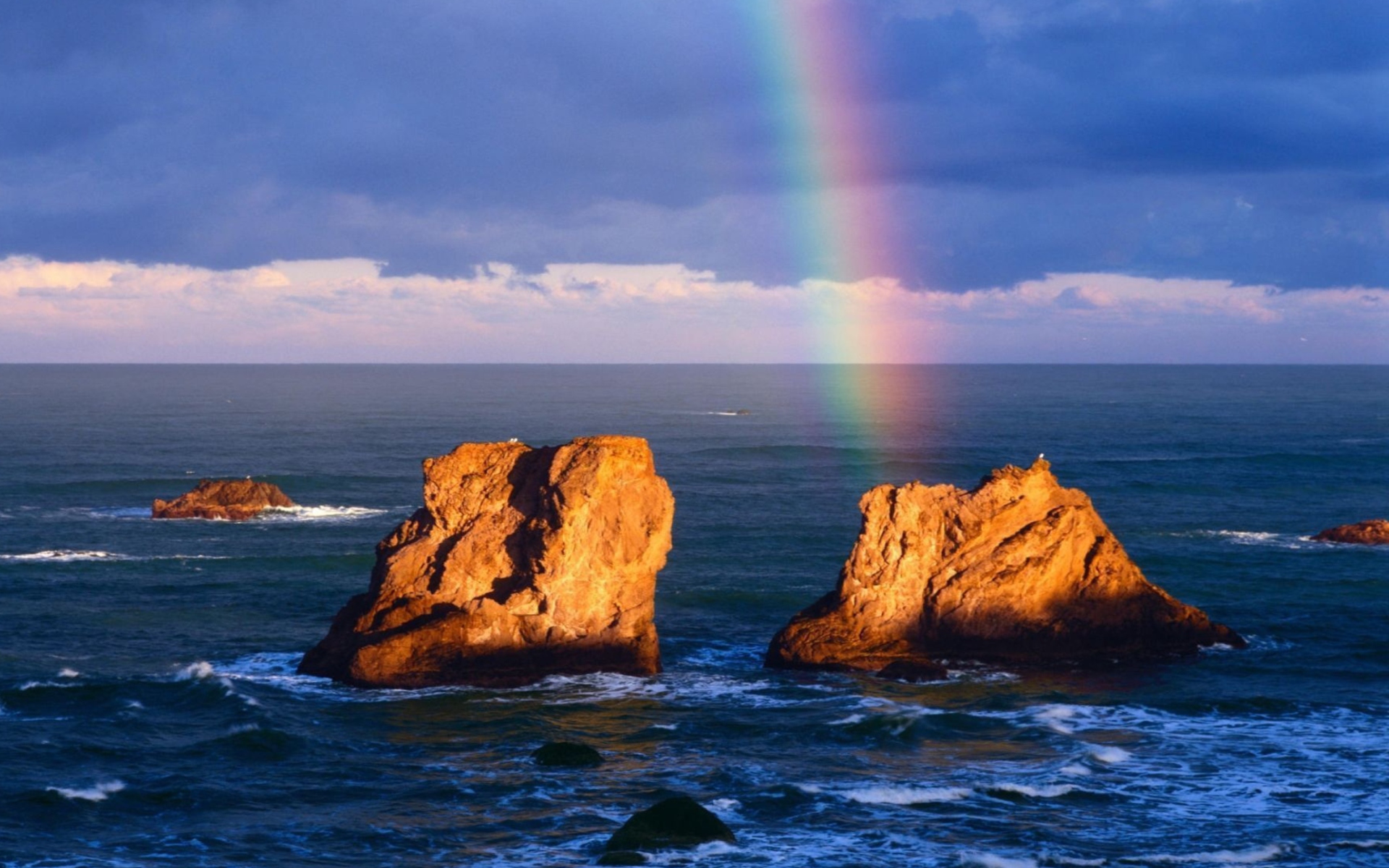 Sfondi Ocean, Rocks And Rainbow 1920x1200