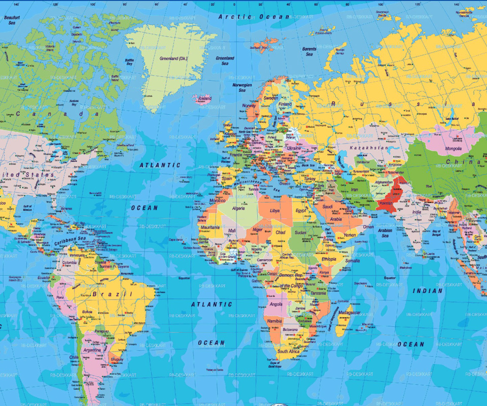 Das World Map Wallpaper 960x800