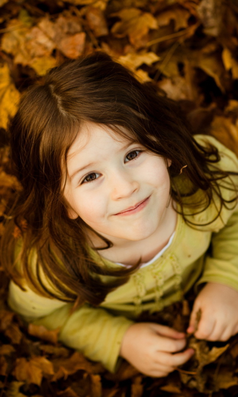 Child In Leaves wallpaper 480x800