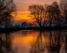 Das Atmospheric optic Reflection and Sunset Wallpaper 220x176