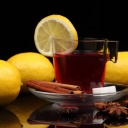 Tea with lemon and cinnamon wallpaper 128x128