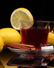 Tea with lemon and cinnamon wallpaper 176x220