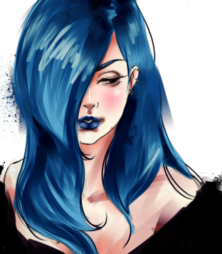Girl With Blue Hair Painting - Obrázkek zdarma pro Nokia X1-01
