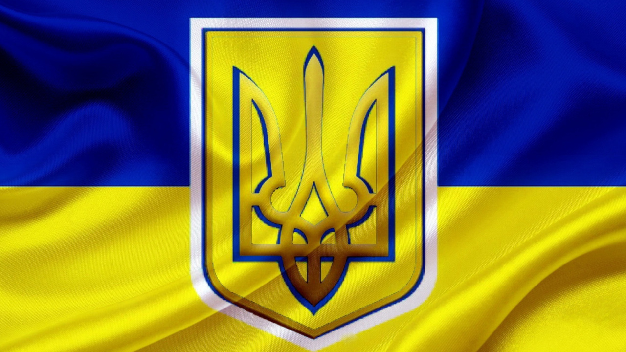 Обои Flag and Coat of arms Of Ukraine 1280x720