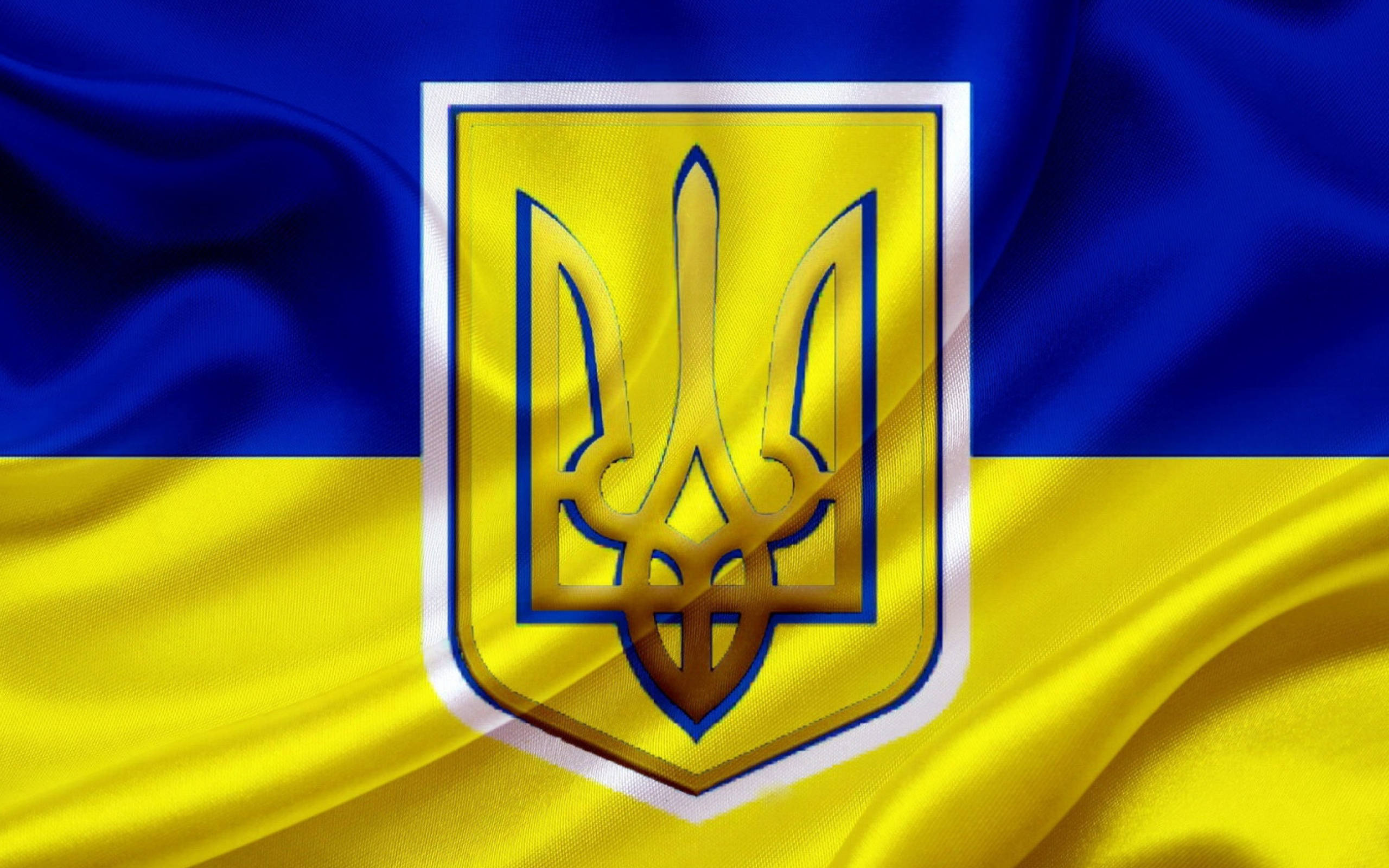 Sfondi Flag and Coat of arms Of Ukraine 2560x1600