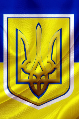Das Flag and Coat of arms Of Ukraine Wallpaper 320x480