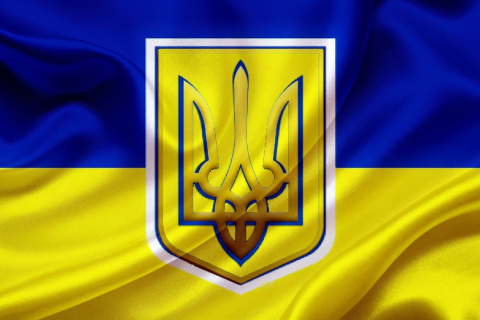 Flag and Coat of arms Of Ukraine wallpaper 480x320