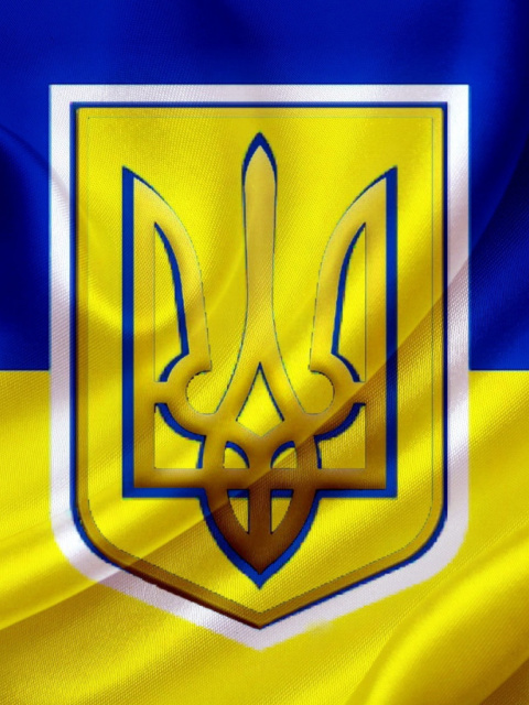 Flag and Coat of arms Of Ukraine wallpaper 480x640